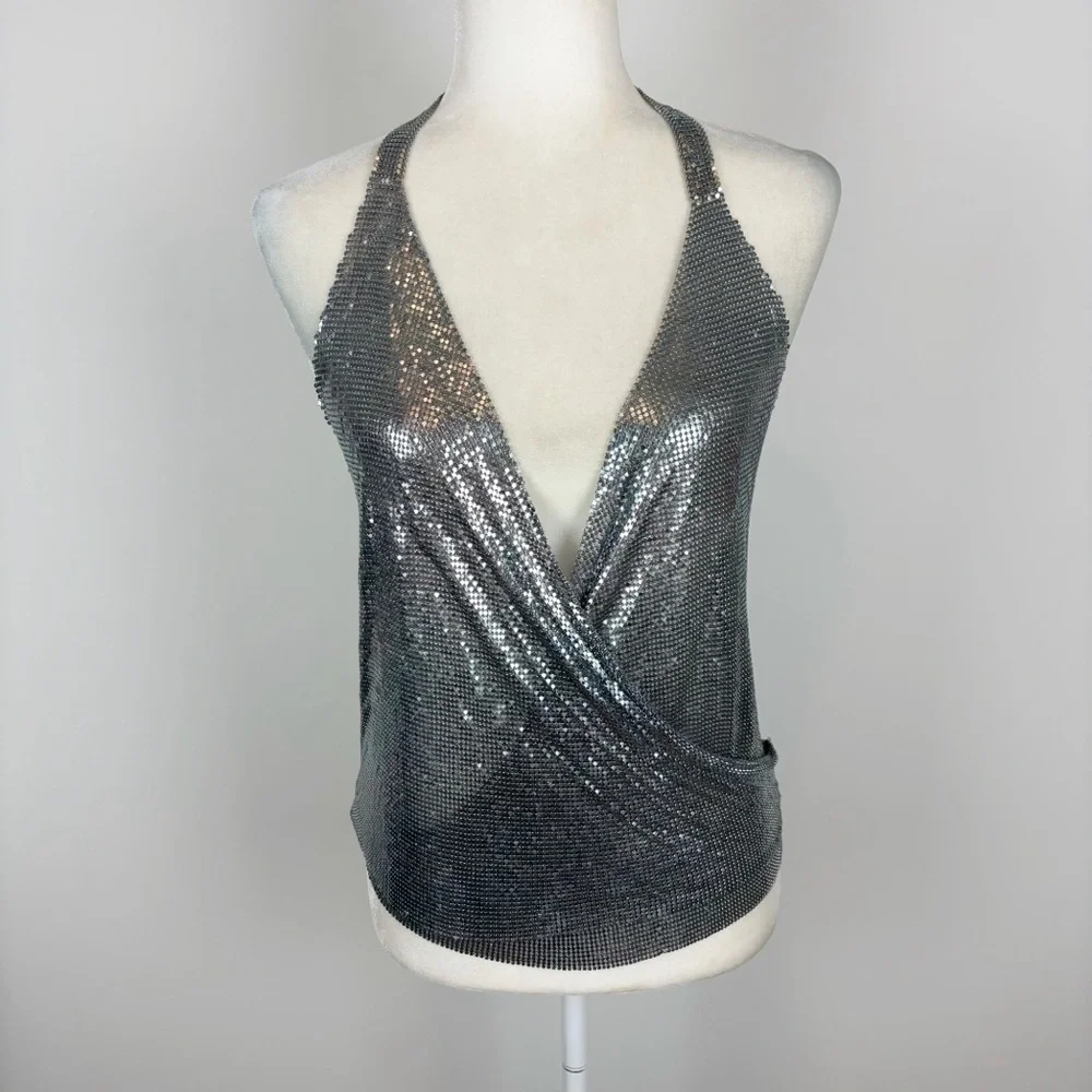 NBD Kimmy Halter Top in Silver Size S
